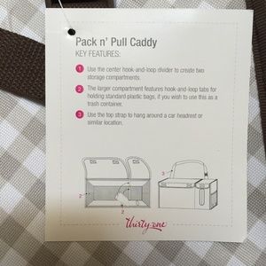 NIP Thirty-One Taupe Gingham Pack N' Pull Caddy